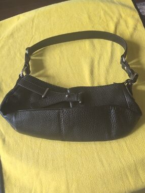 Ecco Black Leather Shoulder Bag with Buckle Accent